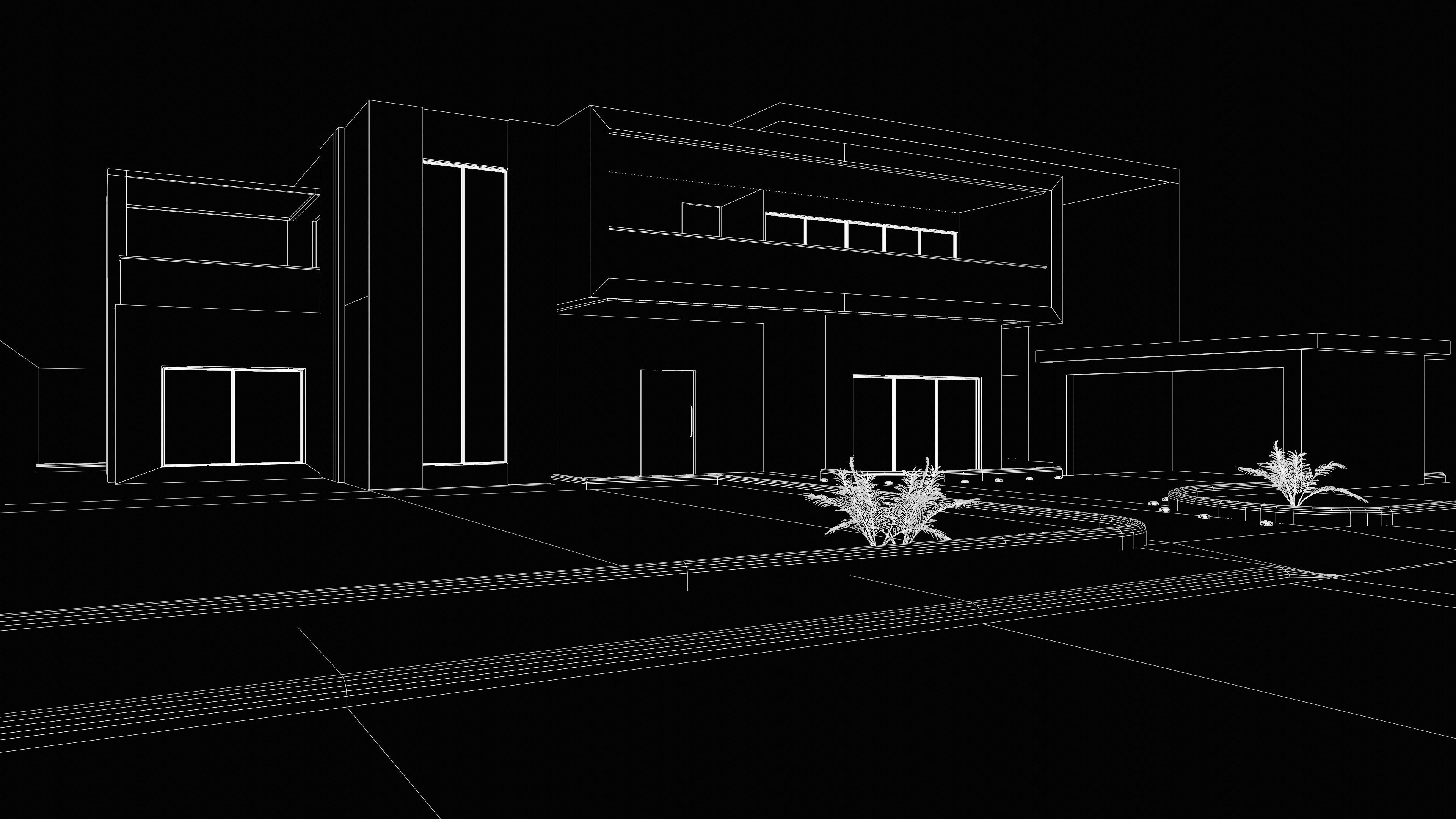 Modren Luxury House Low-poly 3D model_5