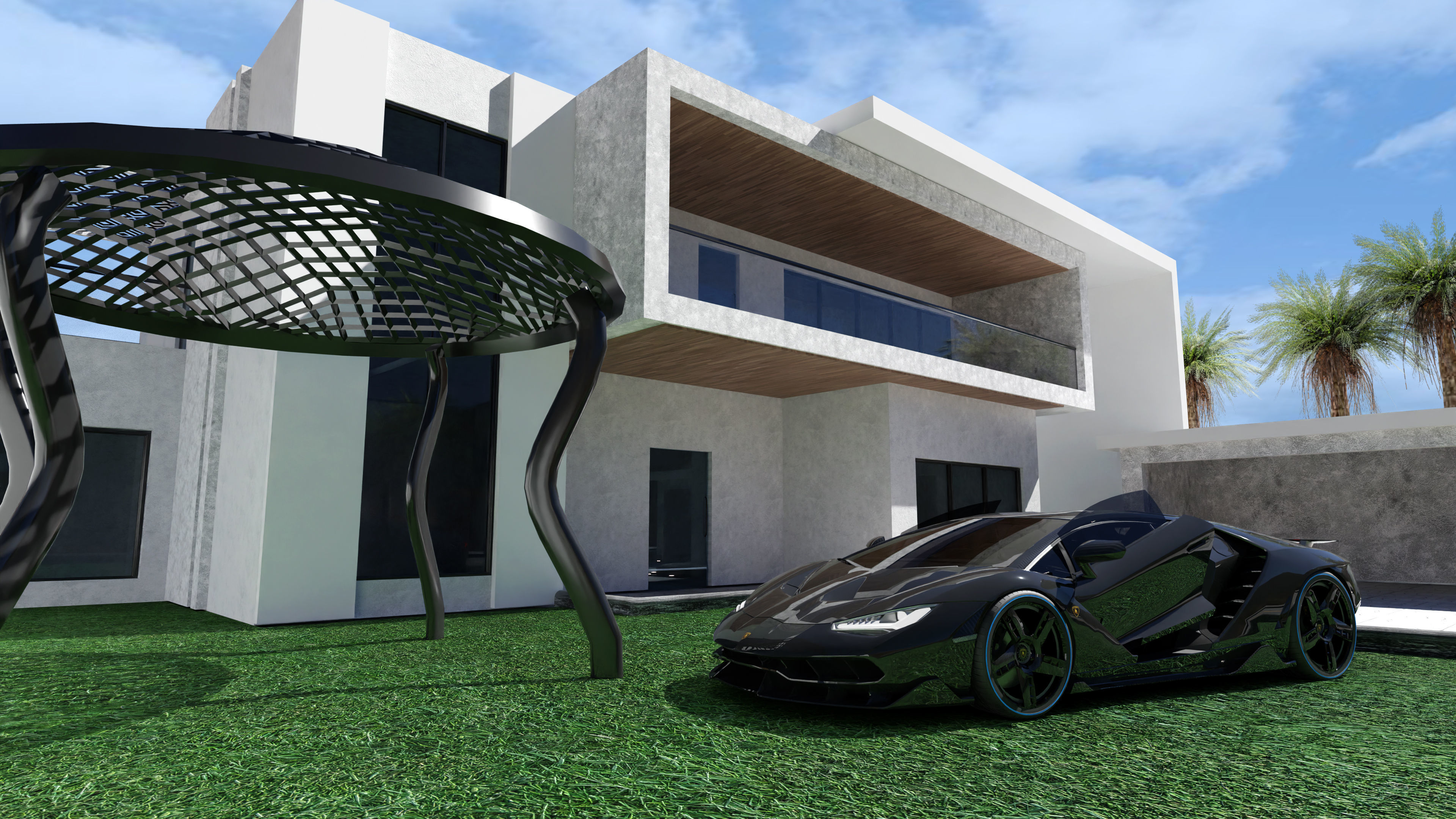 Modren Luxury House Low-poly 3D model_1
