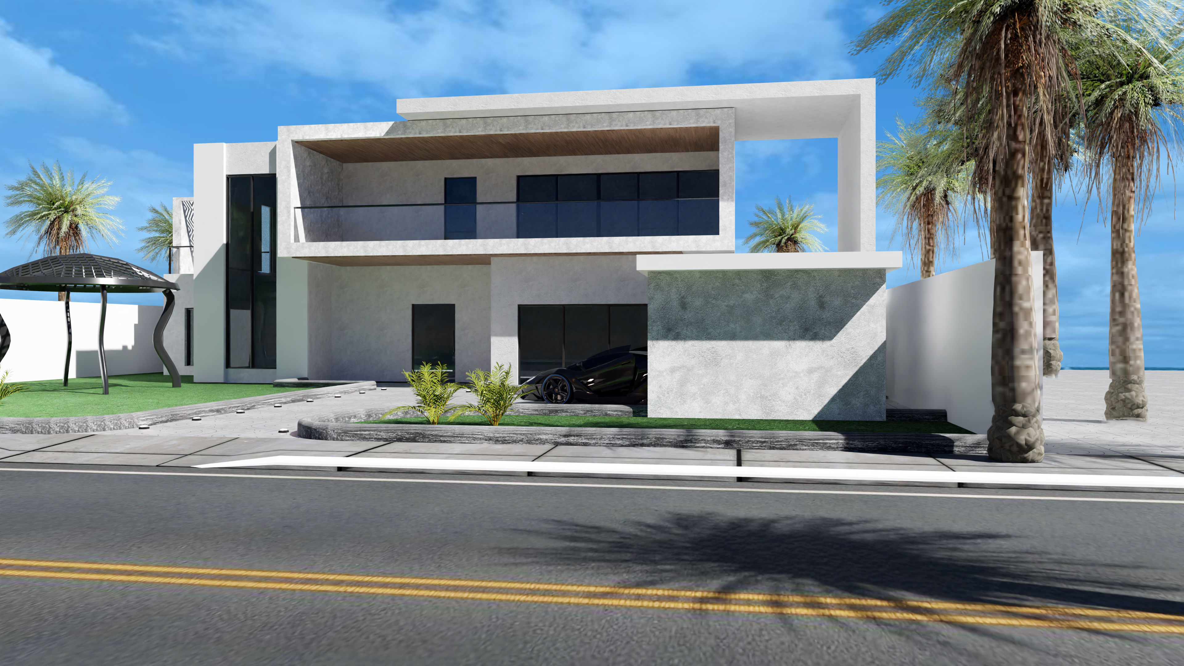 Modren Luxury House Low-poly 3D model_2