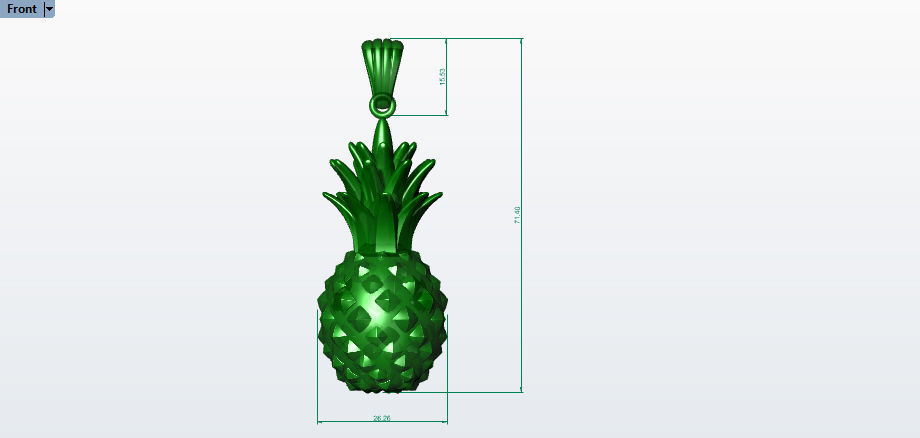 Pine Apple fruit Pendant with bail 3D print model_5