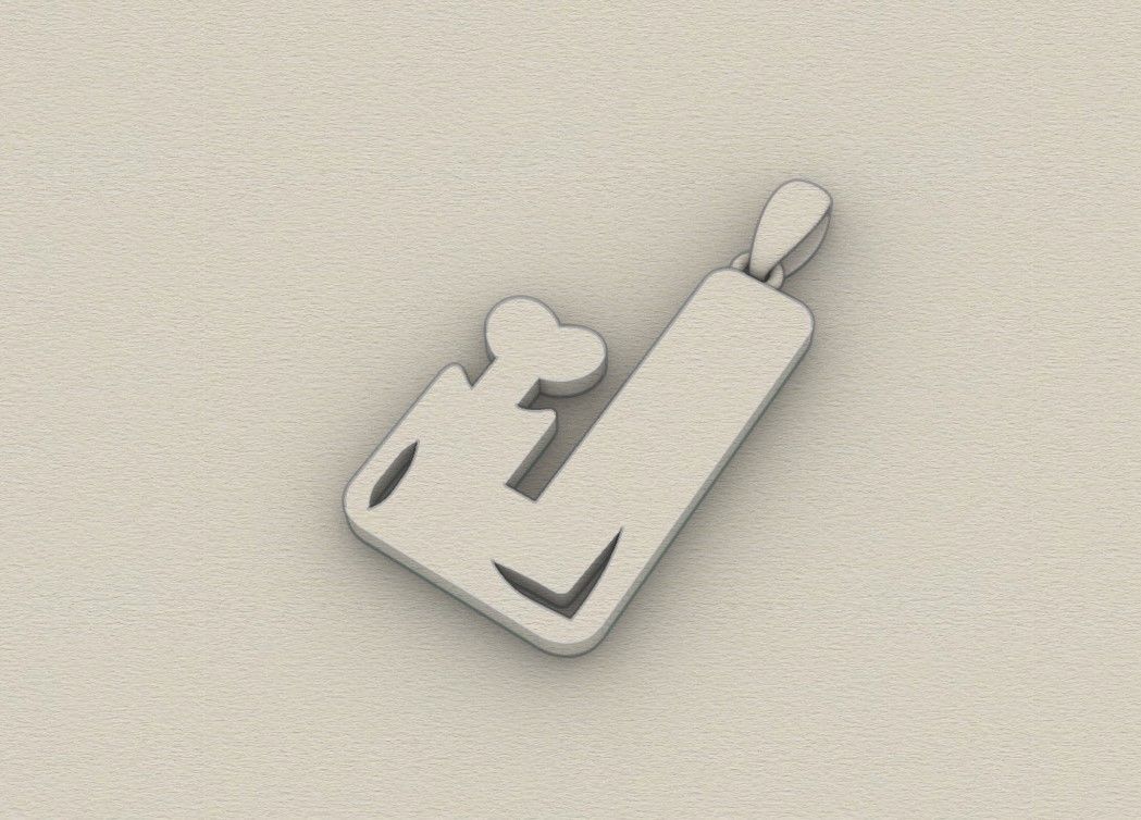 Model 961 J Zombie Initial Letter Alphabet Pendant 3D print model_8