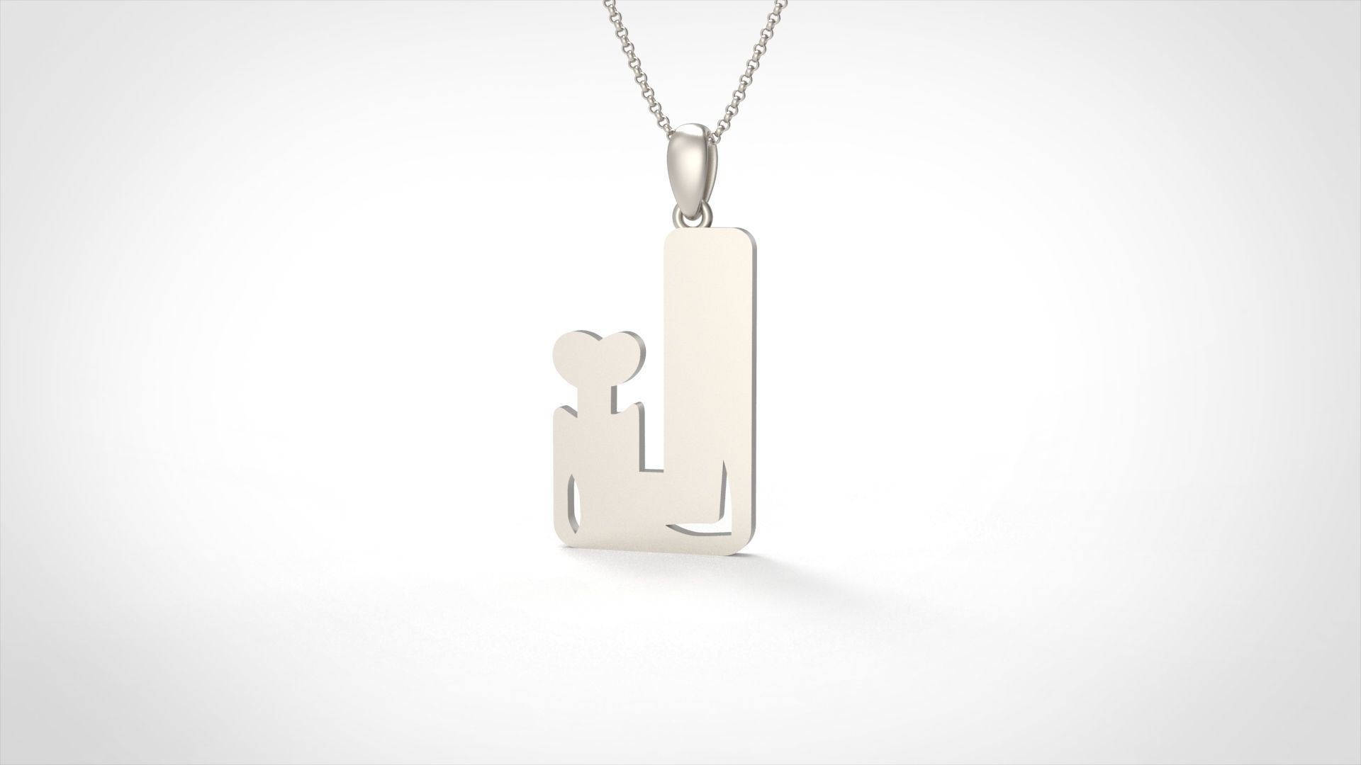 Model 961 J Zombie Initial Letter Alphabet Pendant 3D print model_3