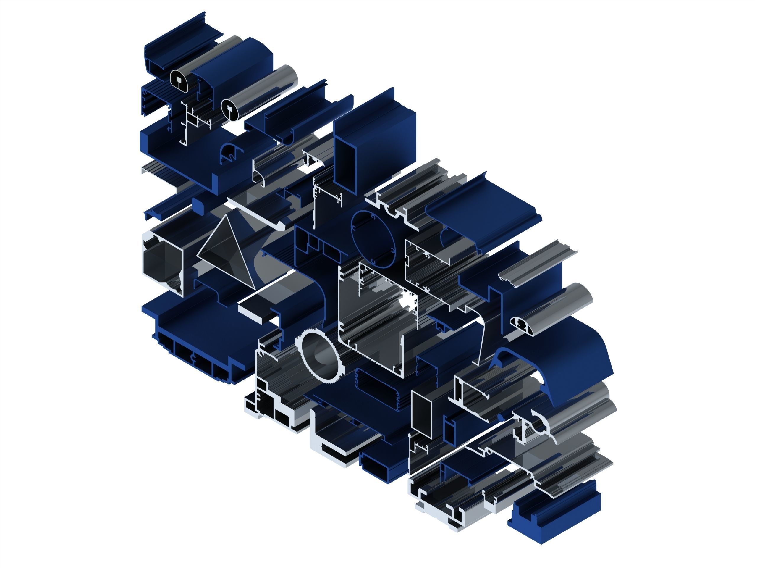 Extruded Aluminium Profile Enclosures Set for e-Compon Low-poly 3D model_1