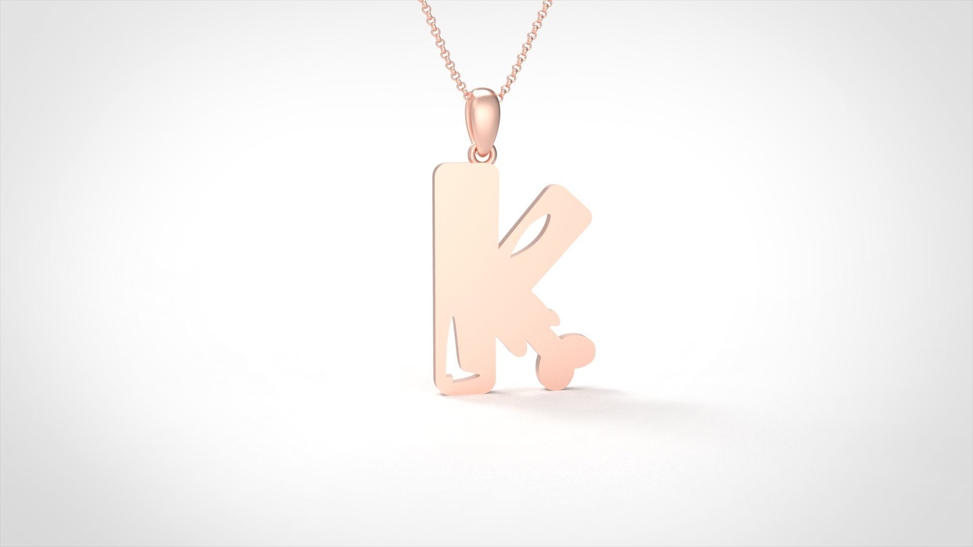 Model 962 K Zombie Initial Letter Alphabet Pendant 3D print model_2