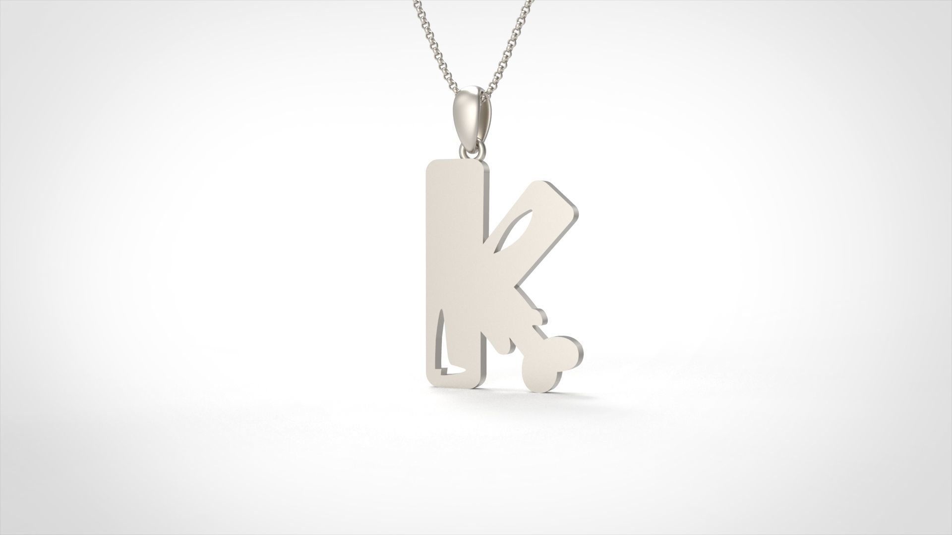 Model 962 K Zombie Initial Letter Alphabet Pendant 3D print model_3