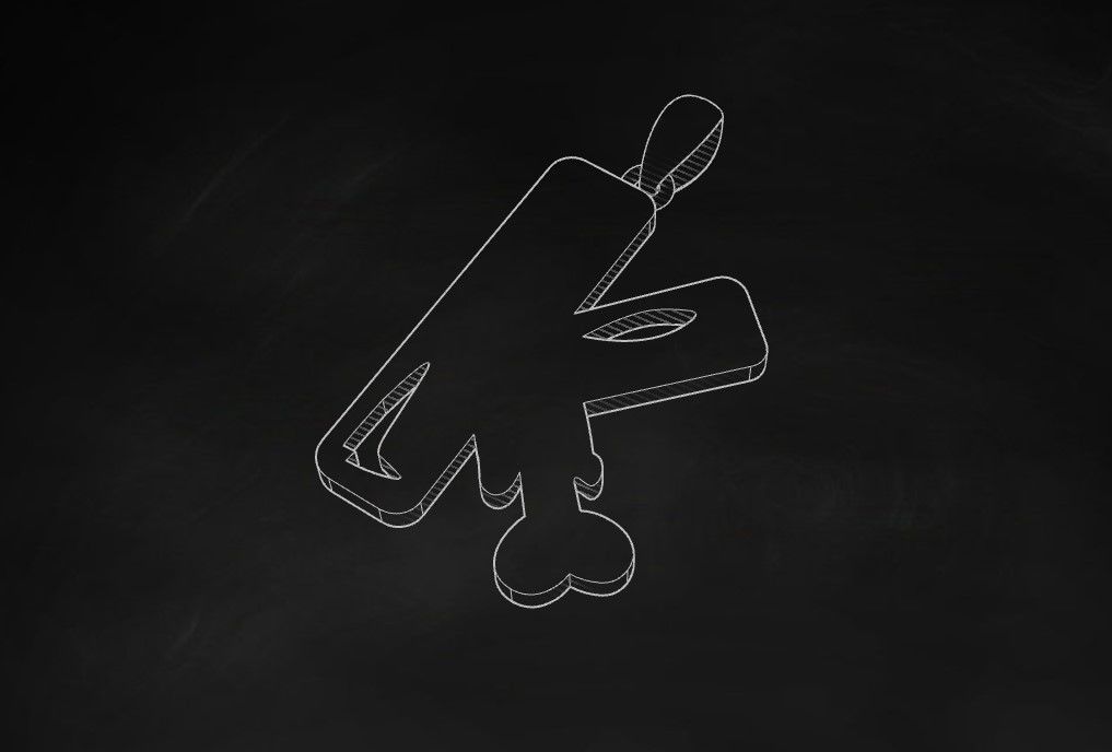 Model 962 K Zombie Initial Letter Alphabet Pendant 3D print model_9