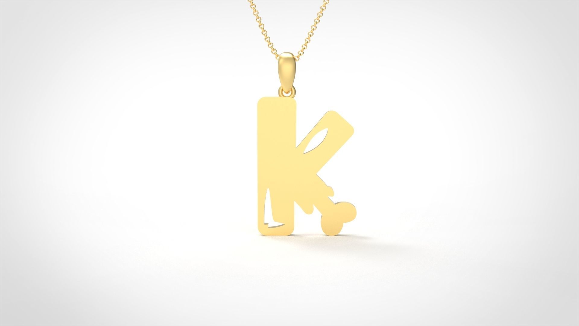 Model 962 K Zombie Initial Letter Alphabet Pendant 3D print model_4