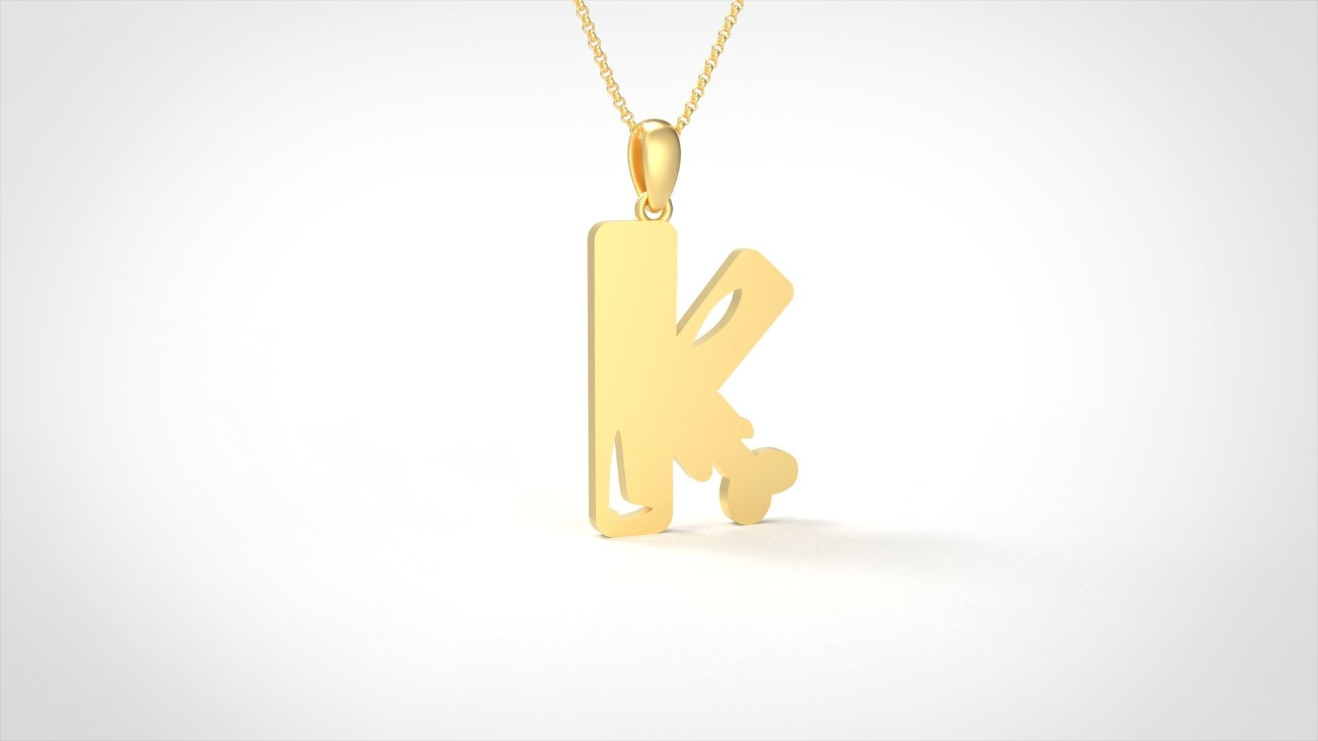 Model 962 K Zombie Initial Letter Alphabet Pendant 3D print model_1