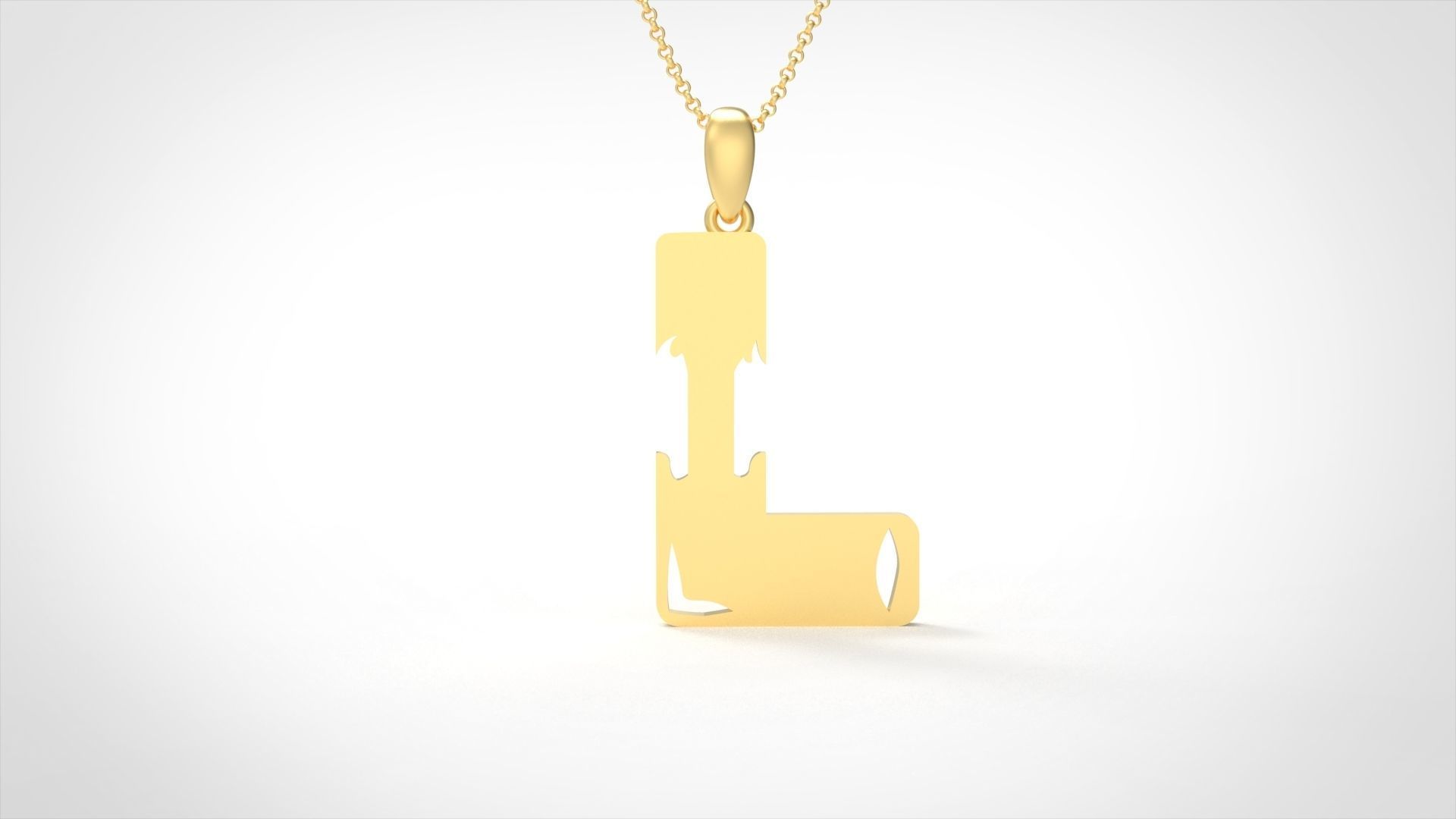 Model 963 L Zombie Initial Letter Alphabet Pendant 3D print model_3