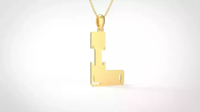 Model 963 L Zombie Initial Letter Alphabet Pendant 3D print model