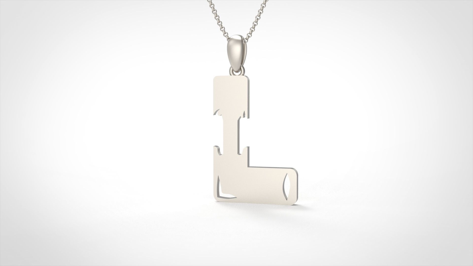 Model 963 L Zombie Initial Letter Alphabet Pendant 3D print model_2