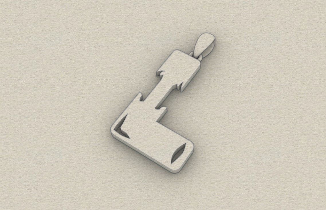 Model 963 L Zombie Initial Letter Alphabet Pendant 3D print model_8