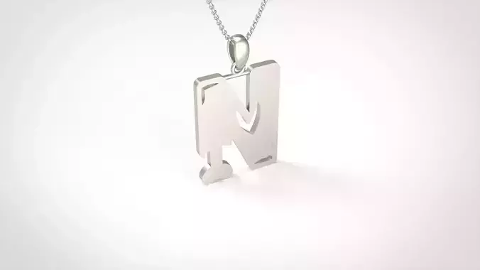 Model 965 N Zombie Initial Letter Alphabet Pendant 3D print model