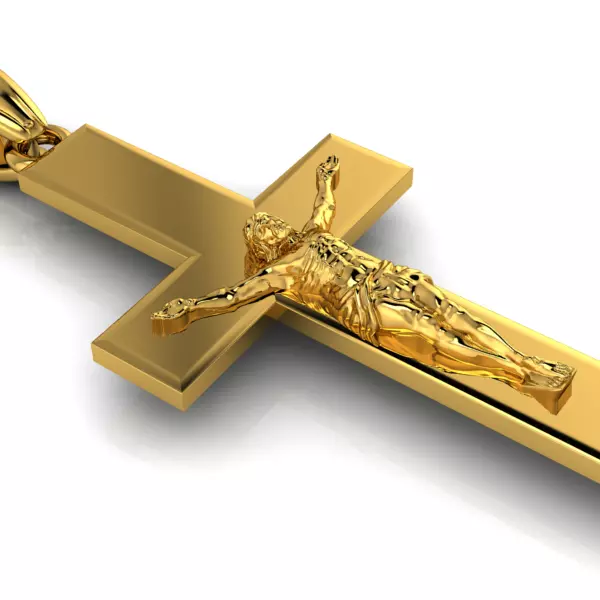 Crucifix Charm Pendant Engravable with Jesus in Holy Cross 3D print model
