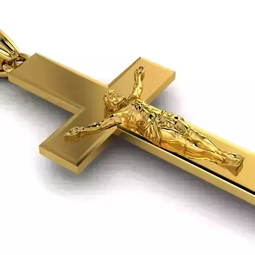 Crucifix Charm Pendant Engravable with Jesus  in Holy Cross  3D print model