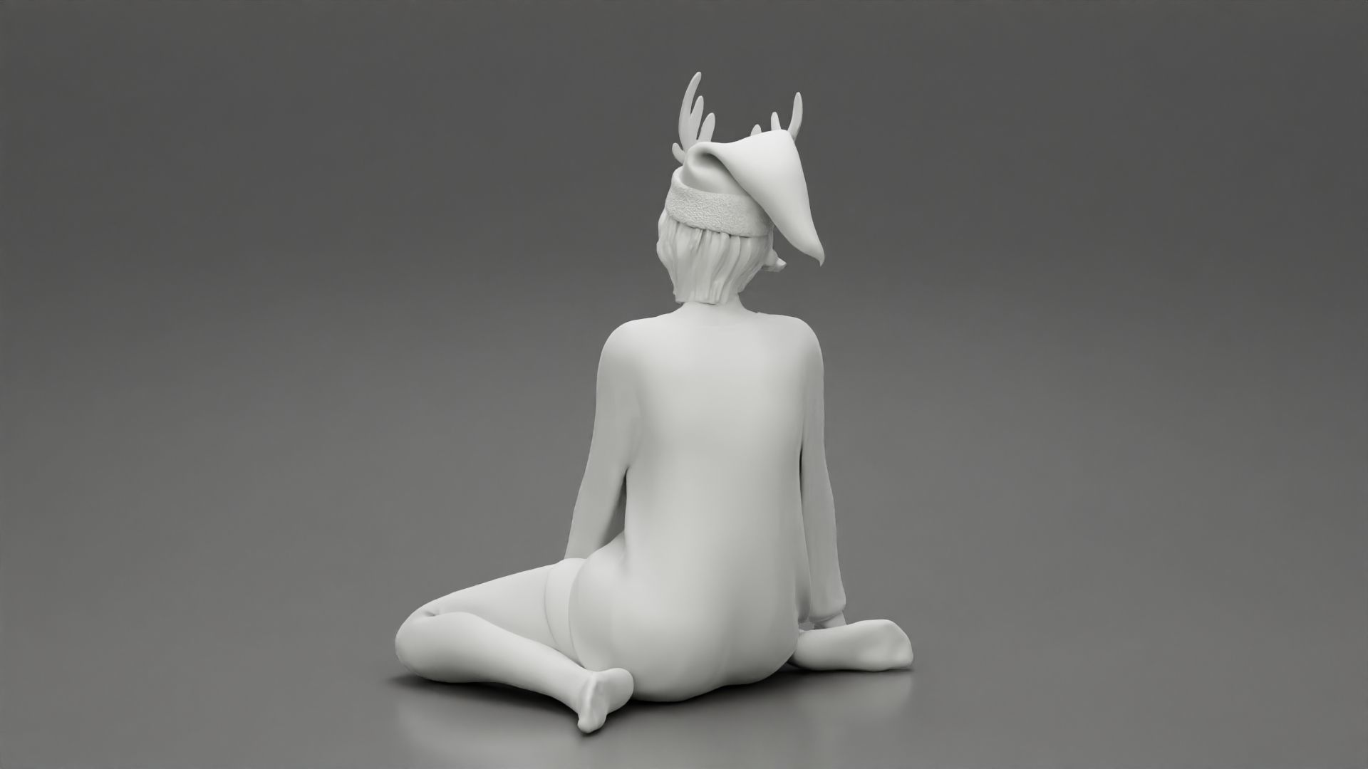 woman in a christmas outfit sitting near the tree new year 3D print model_11
