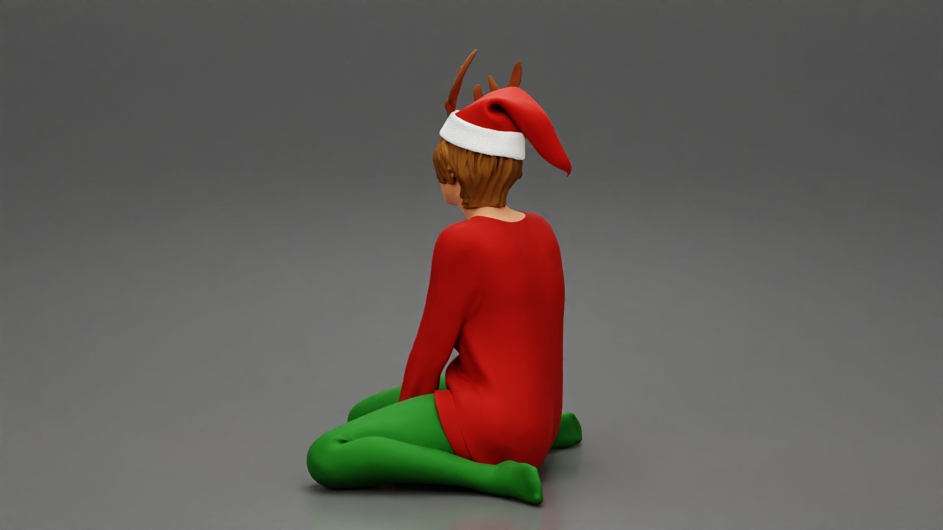 woman in a christmas outfit sitting near the tree new year 3D print model_6