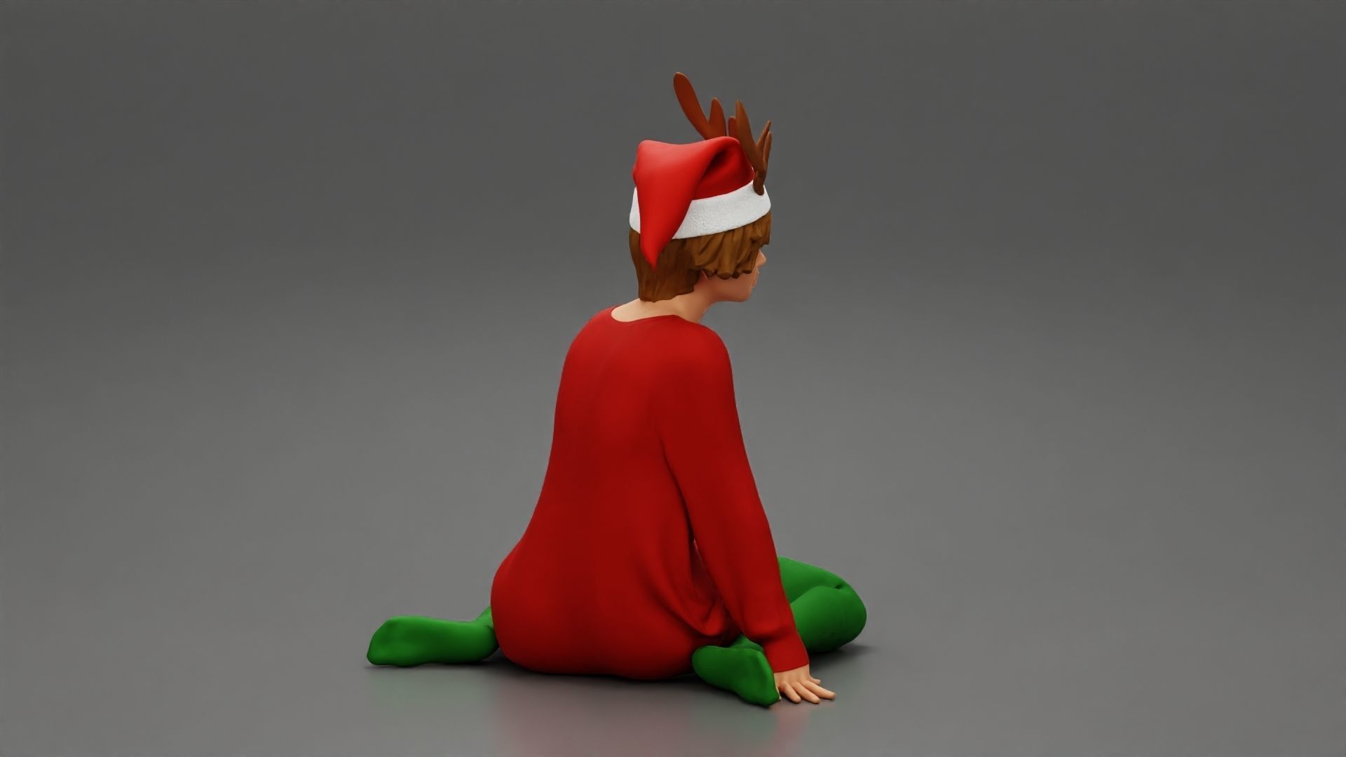woman in a christmas outfit sitting near the tree new year 3D print model_3