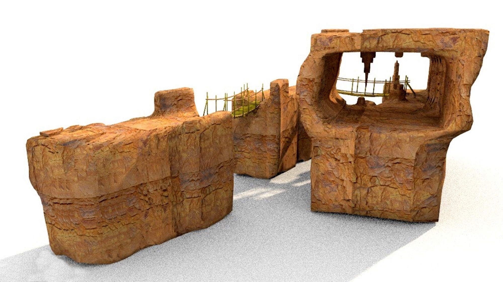cave cavern system on mountain landscape Low-poly 3D model_4