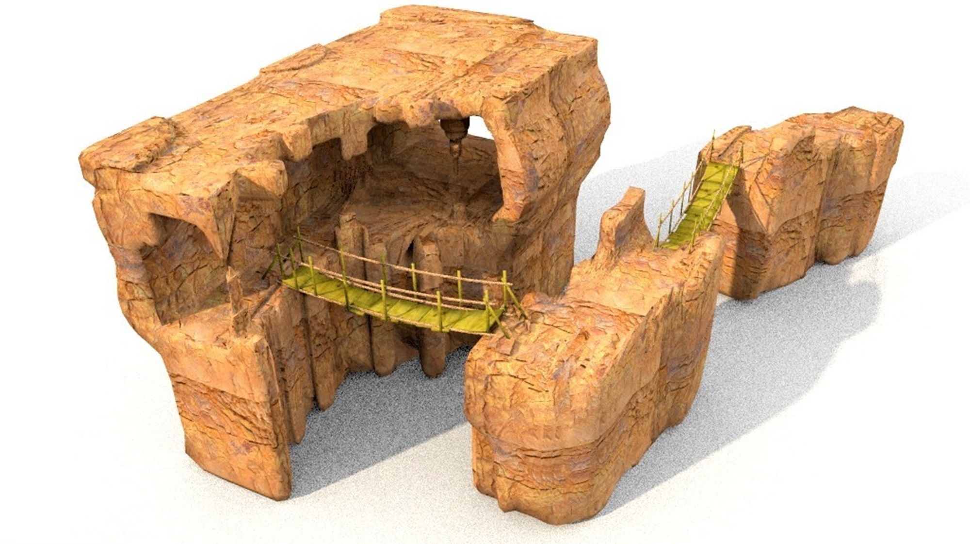 cave cavern system on mountain landscape Low-poly 3D model_3