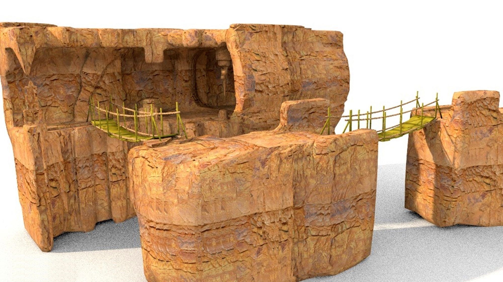 cave cavern system on mountain landscape Low-poly 3D model_5