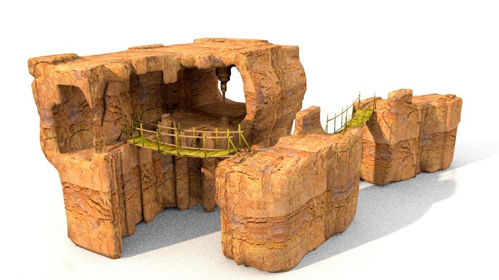 cave cavern system on mountain landscape Low-poly 3D model_1