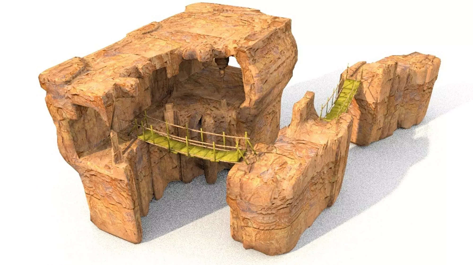 cave cavern system on mountain landscape Low-poly 3D model_0