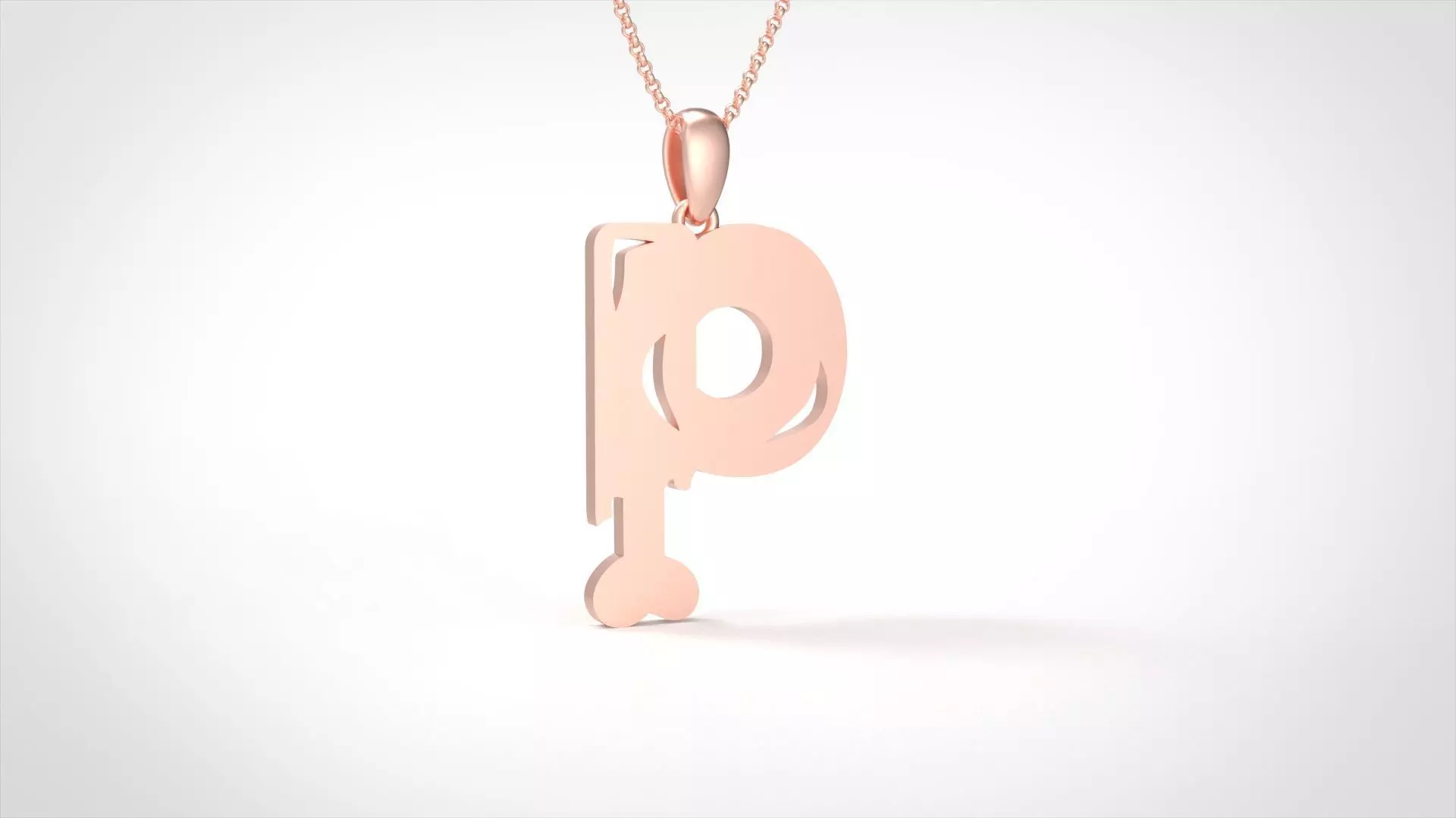 Model 967 P Zombie Initial Letter Alphabet Pendant 3D print model_0