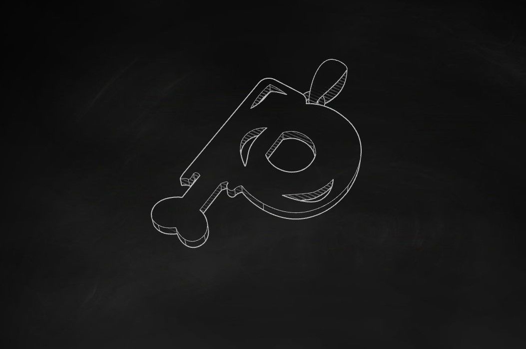 Model 967 P Zombie Initial Letter Alphabet Pendant 3D print model_9