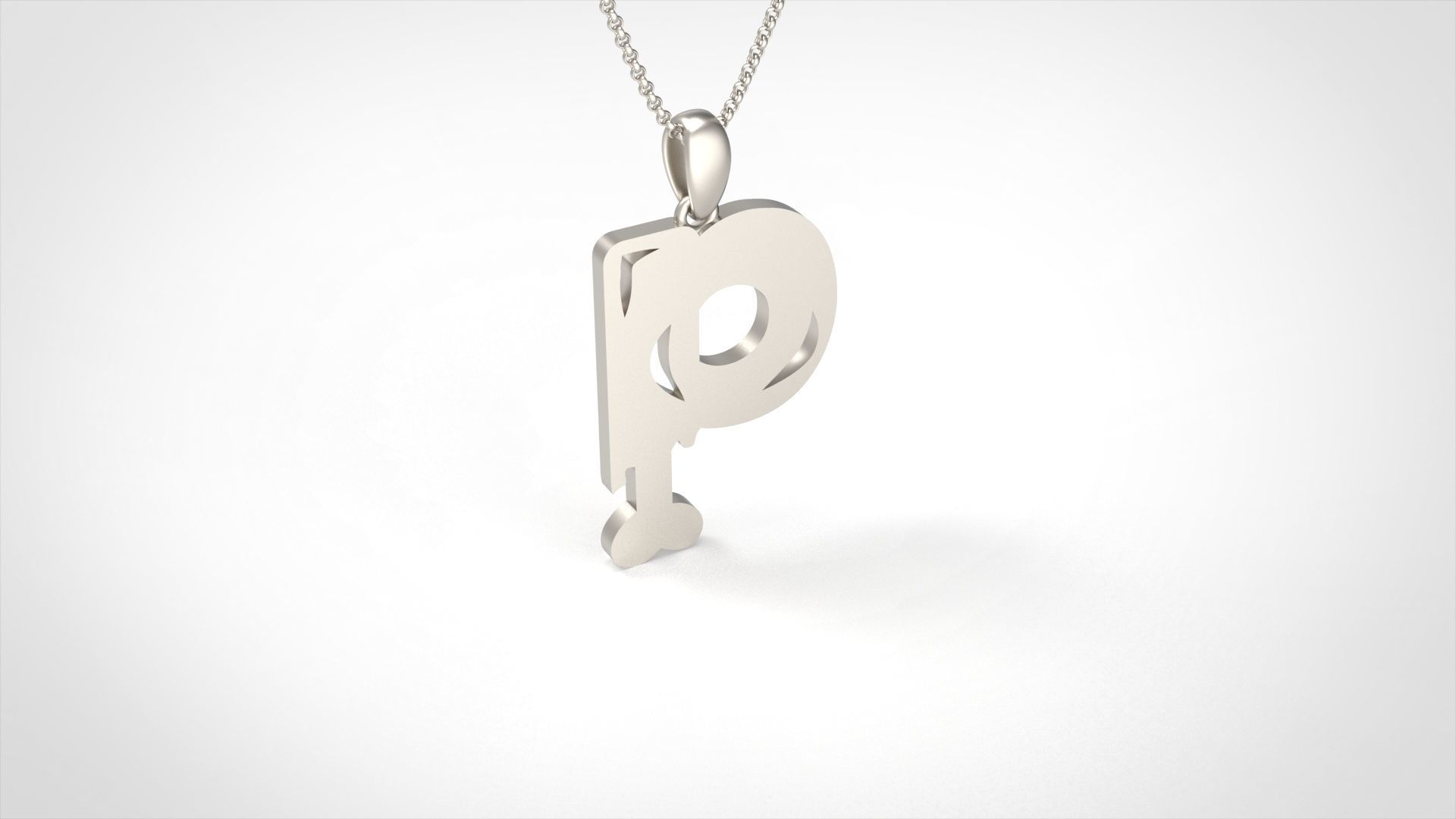 Model 967 P Zombie Initial Letter Alphabet Pendant 3D print model_2