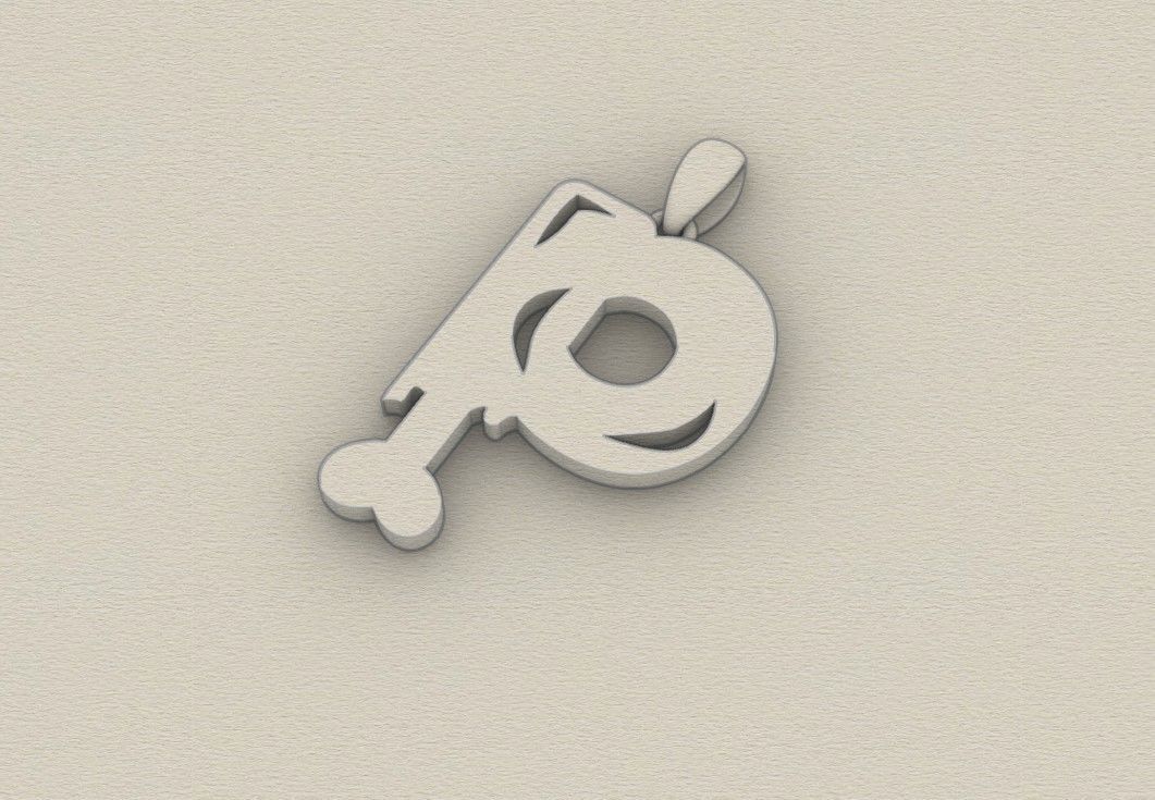 Model 967 P Zombie Initial Letter Alphabet Pendant 3D print model_8