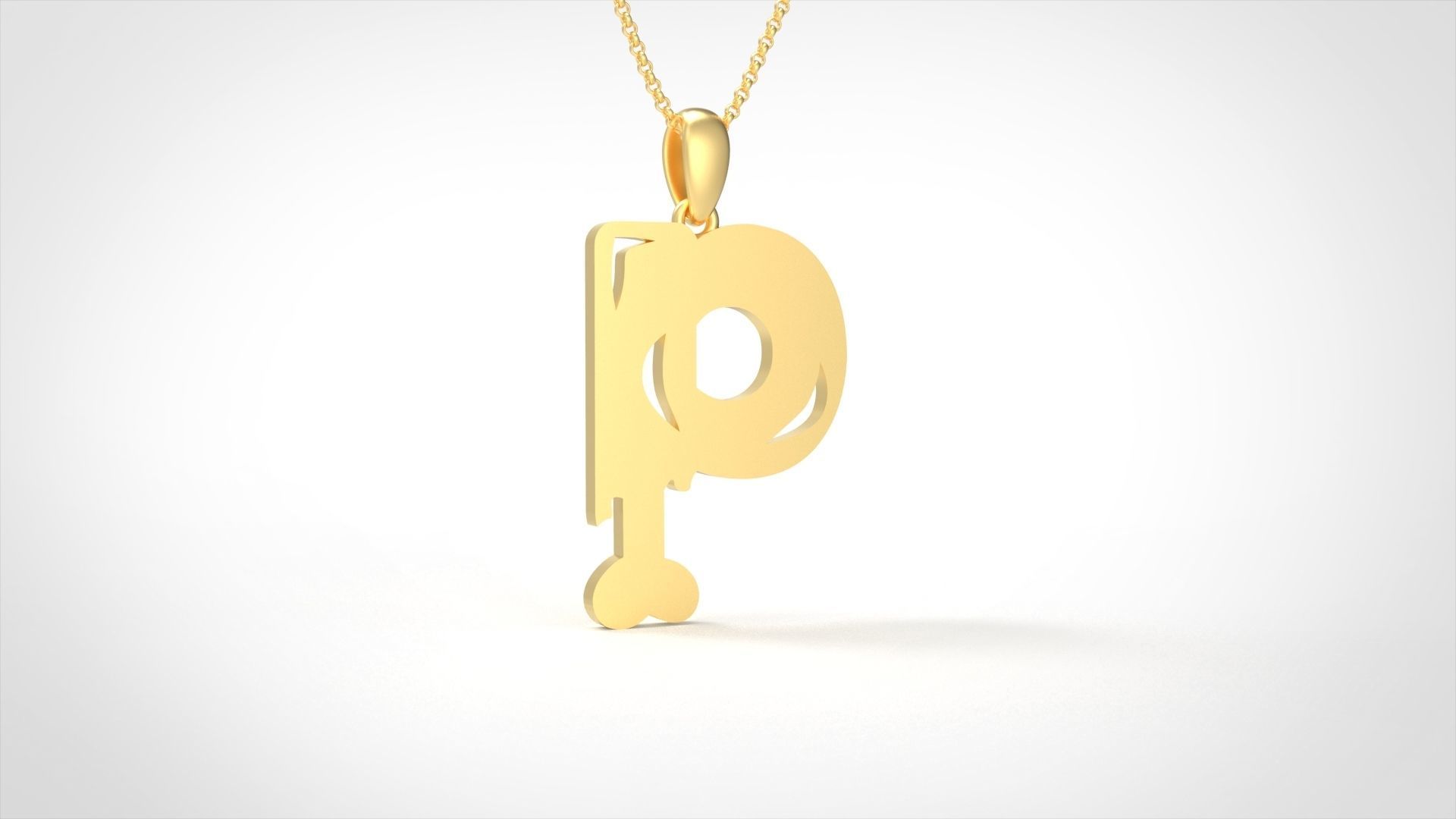 Model 967 P Zombie Initial Letter Alphabet Pendant 3D print model_3