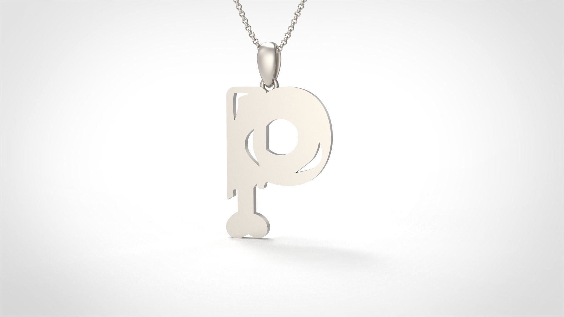 Model 967 P Zombie Initial Letter Alphabet Pendant 3D print model_4