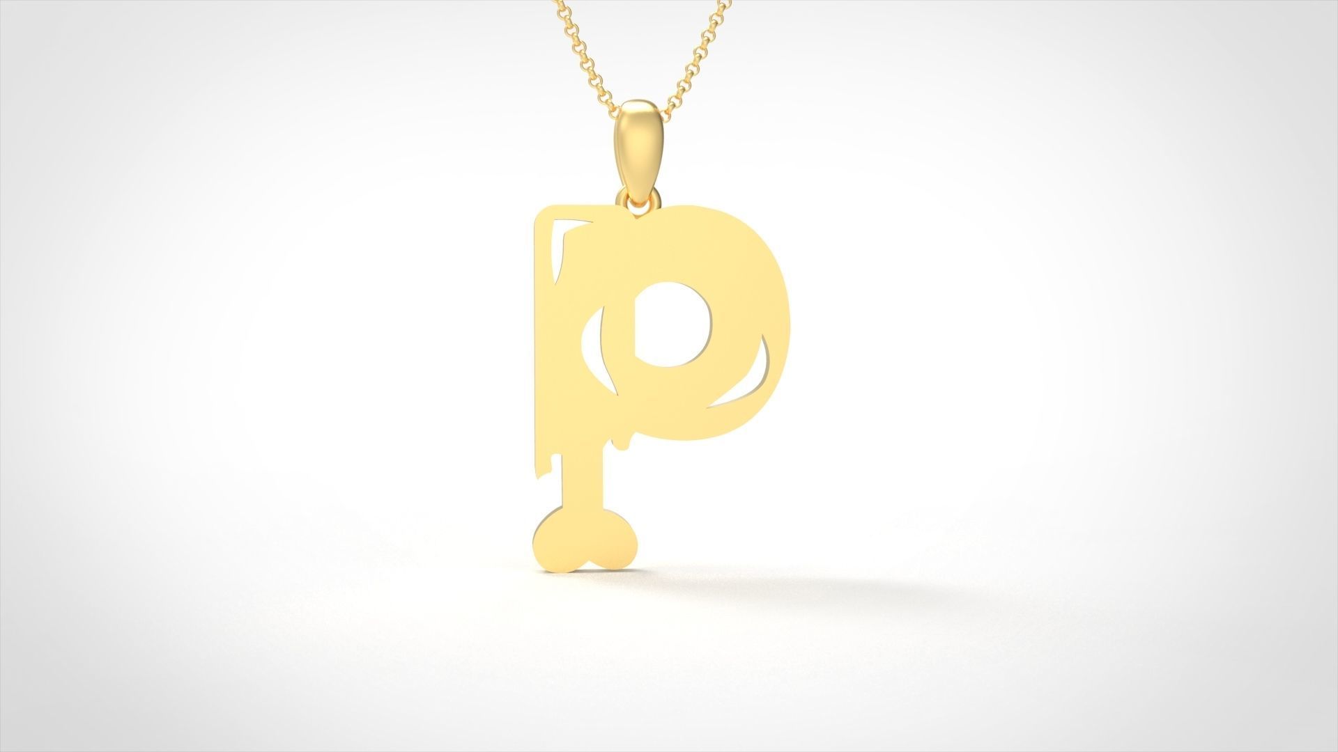 Model 967 P Zombie Initial Letter Alphabet Pendant 3D print model_1