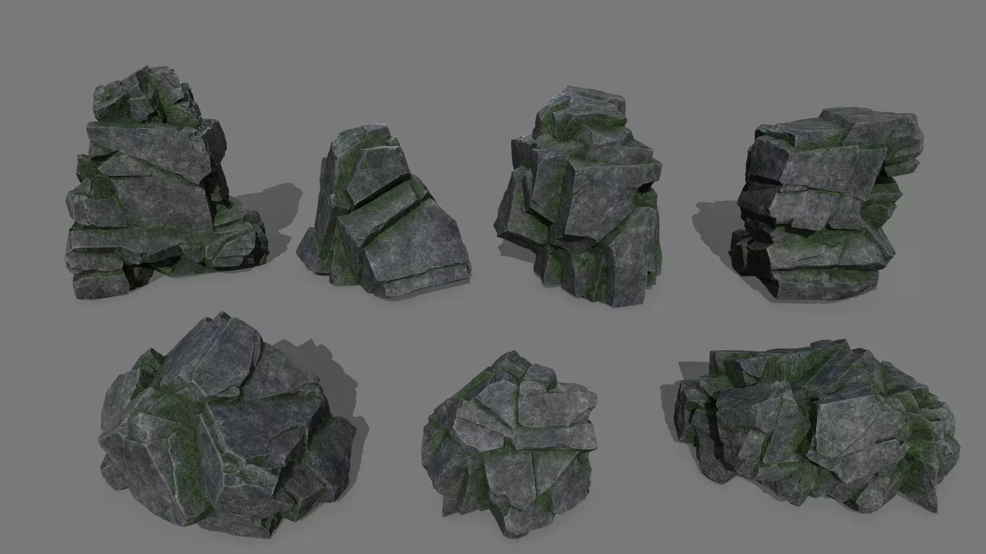 cliff rocks Low-poly 3D model_0