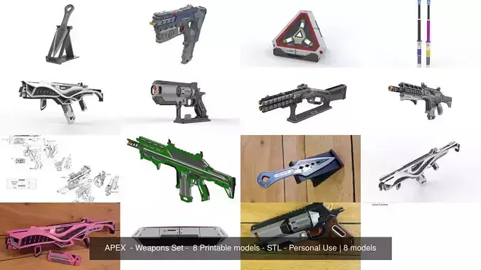 APEX  - Weapons Set -  8 Printable models - STL - Personal Use 3D Model Collection