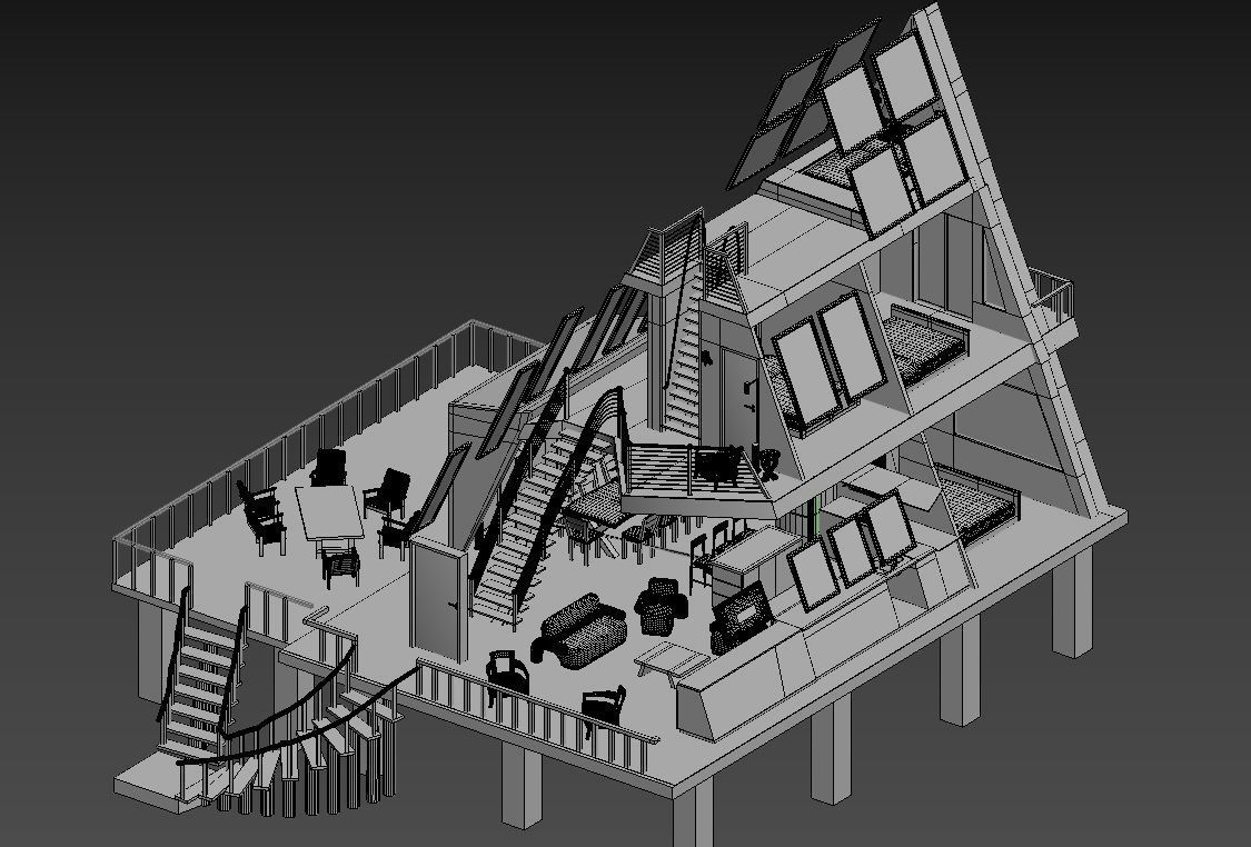 3 STORY 1 TINY HOUSE ULTRA MODERN A-FRAME CABIN 3D print model_7