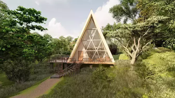 3 STORY 1 TINY HOUSE ULTRA MODERN A-FRAME CABIN 3D print model