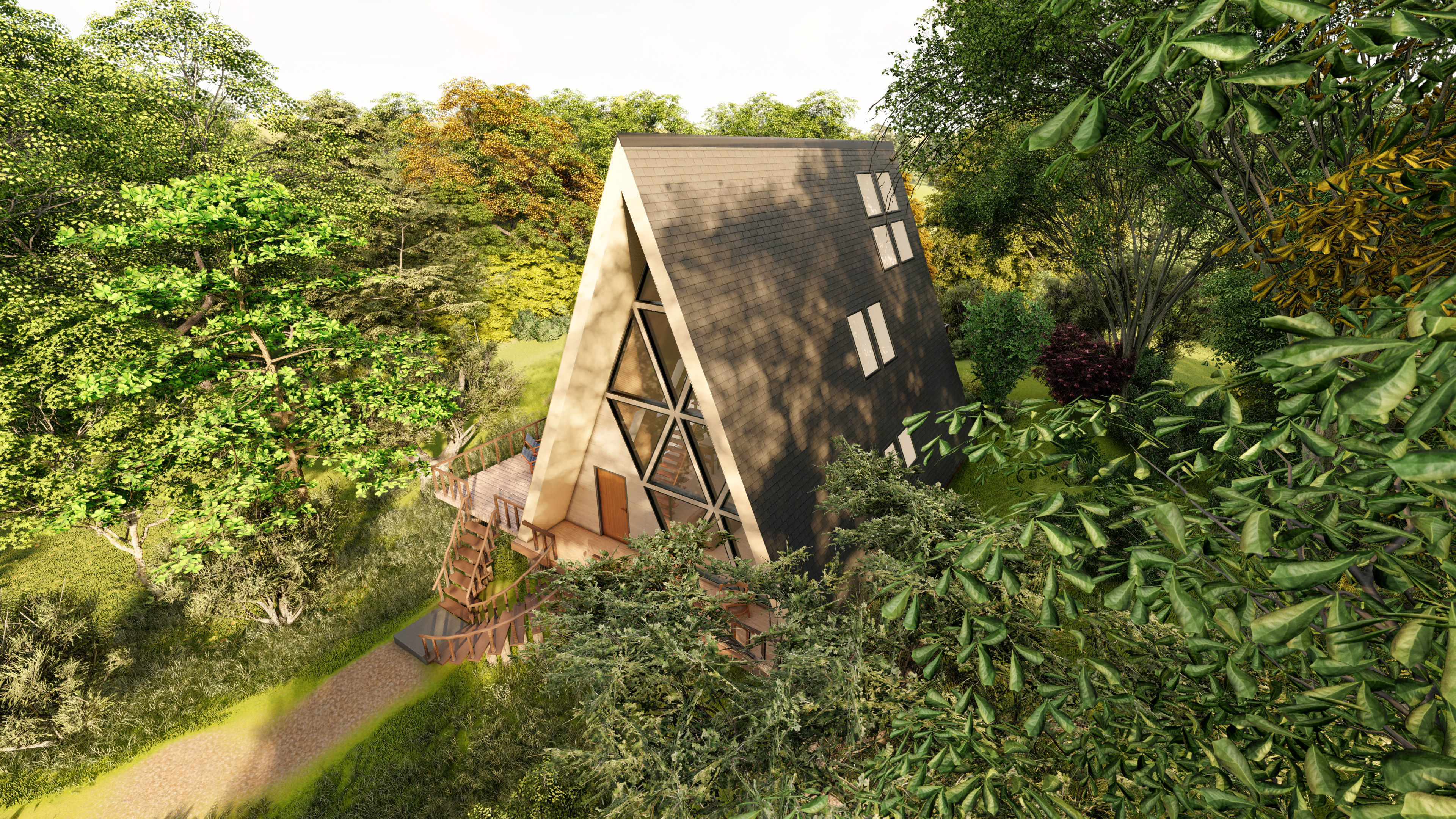 3 STORY 1 TINY HOUSE ULTRA MODERN A-FRAME CABIN 3D print model_2