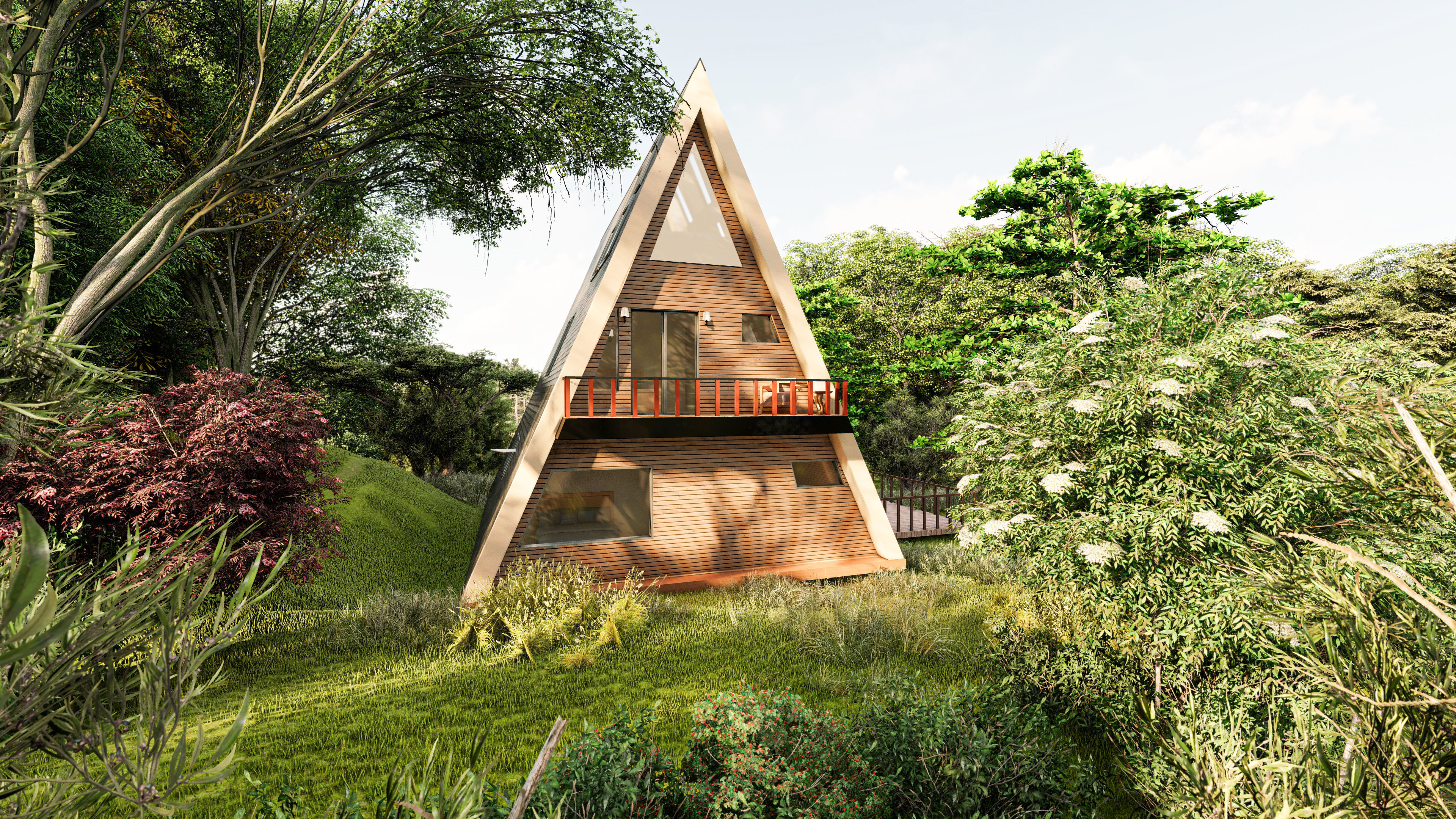 3 STORY 1 TINY HOUSE ULTRA MODERN A-FRAME CABIN 3D print model_4