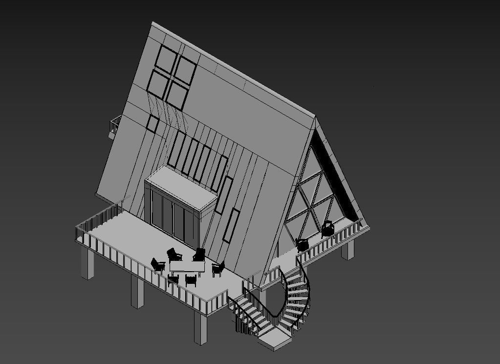 3 STORY 1 TINY HOUSE ULTRA MODERN A-FRAME CABIN 3D print model_6