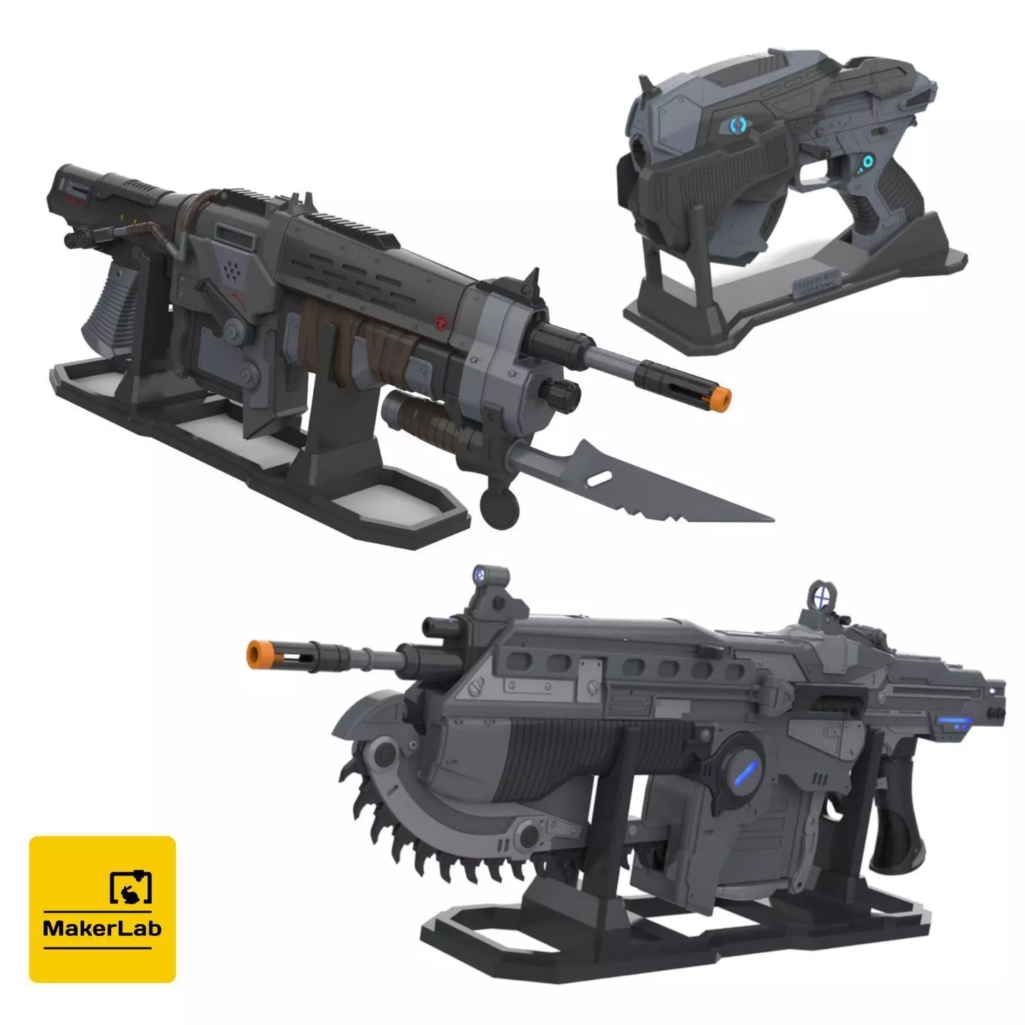 Gears of War Weapons - 3 Printable models - STL - Personal Use 3D Model Collection_0