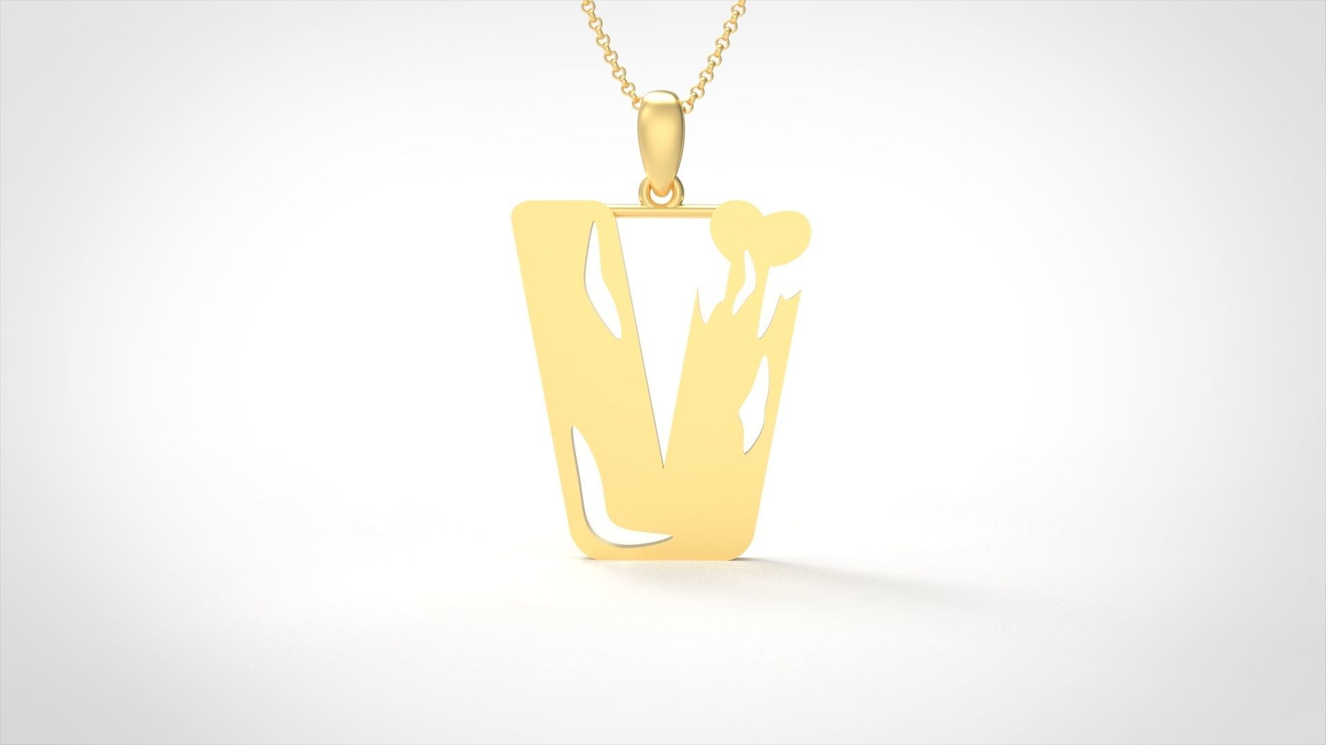 Model 972 V Zombie Initial Letter Alphabet Pendant 3D print model_3
