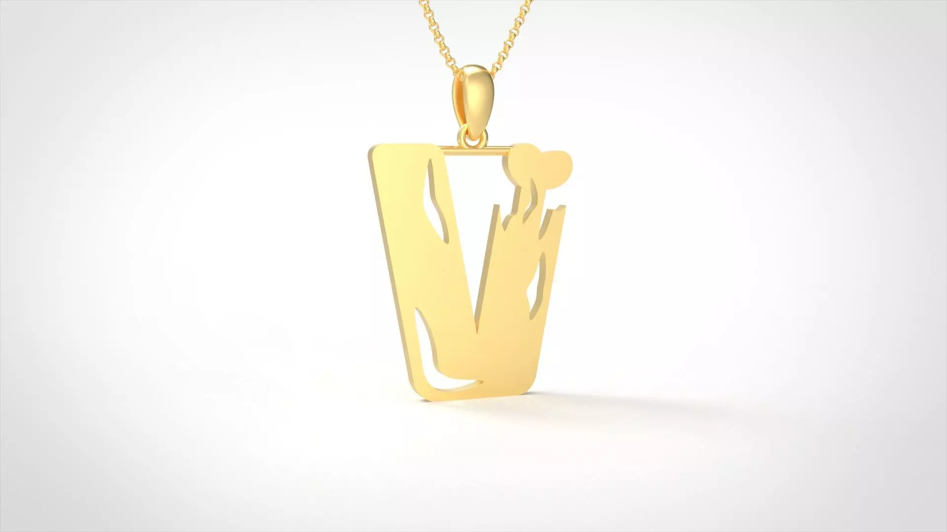 Model 972 V Zombie Initial Letter Alphabet Pendant 3D print model_0