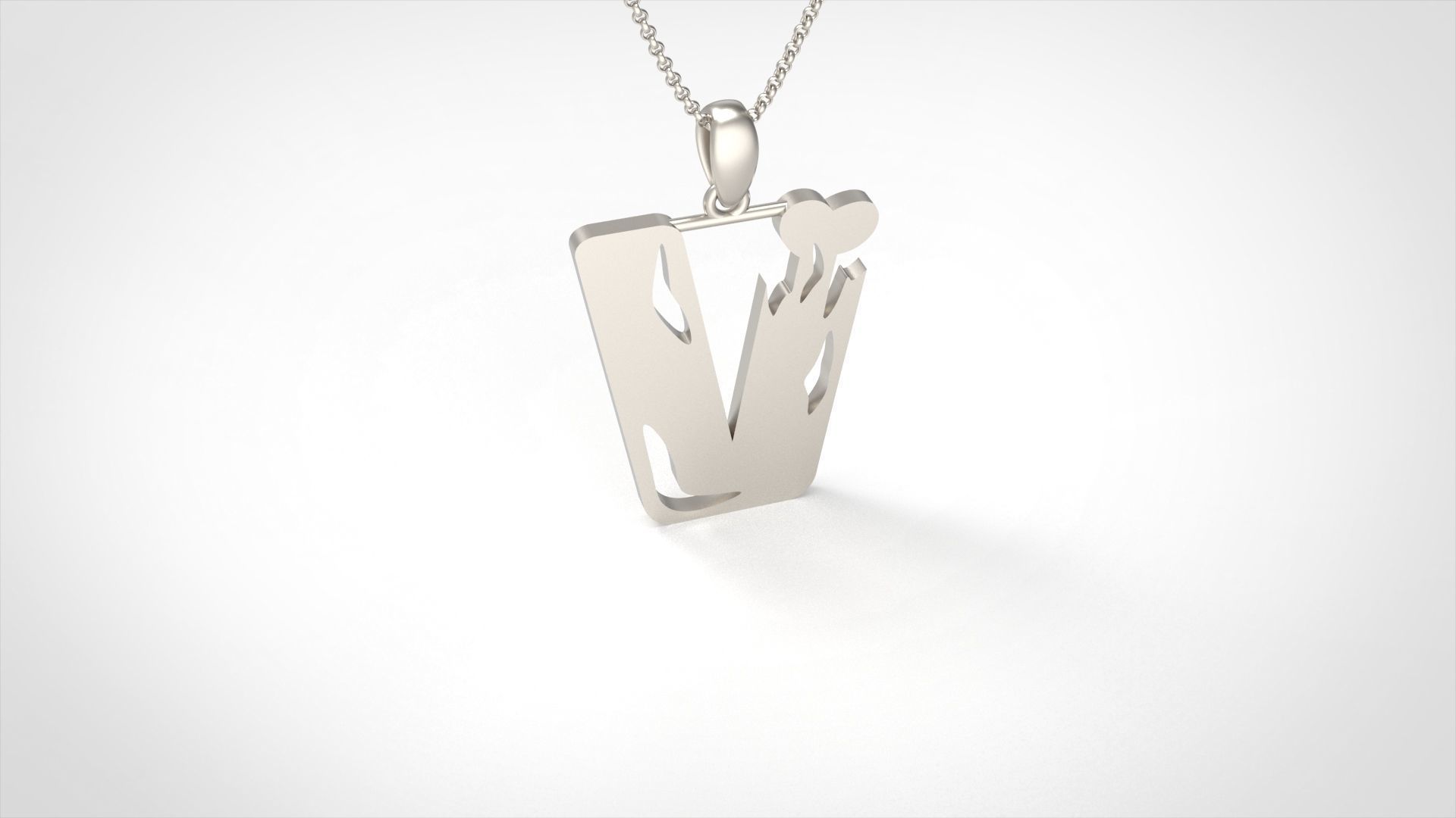Model 972 V Zombie Initial Letter Alphabet Pendant 3D print model_2