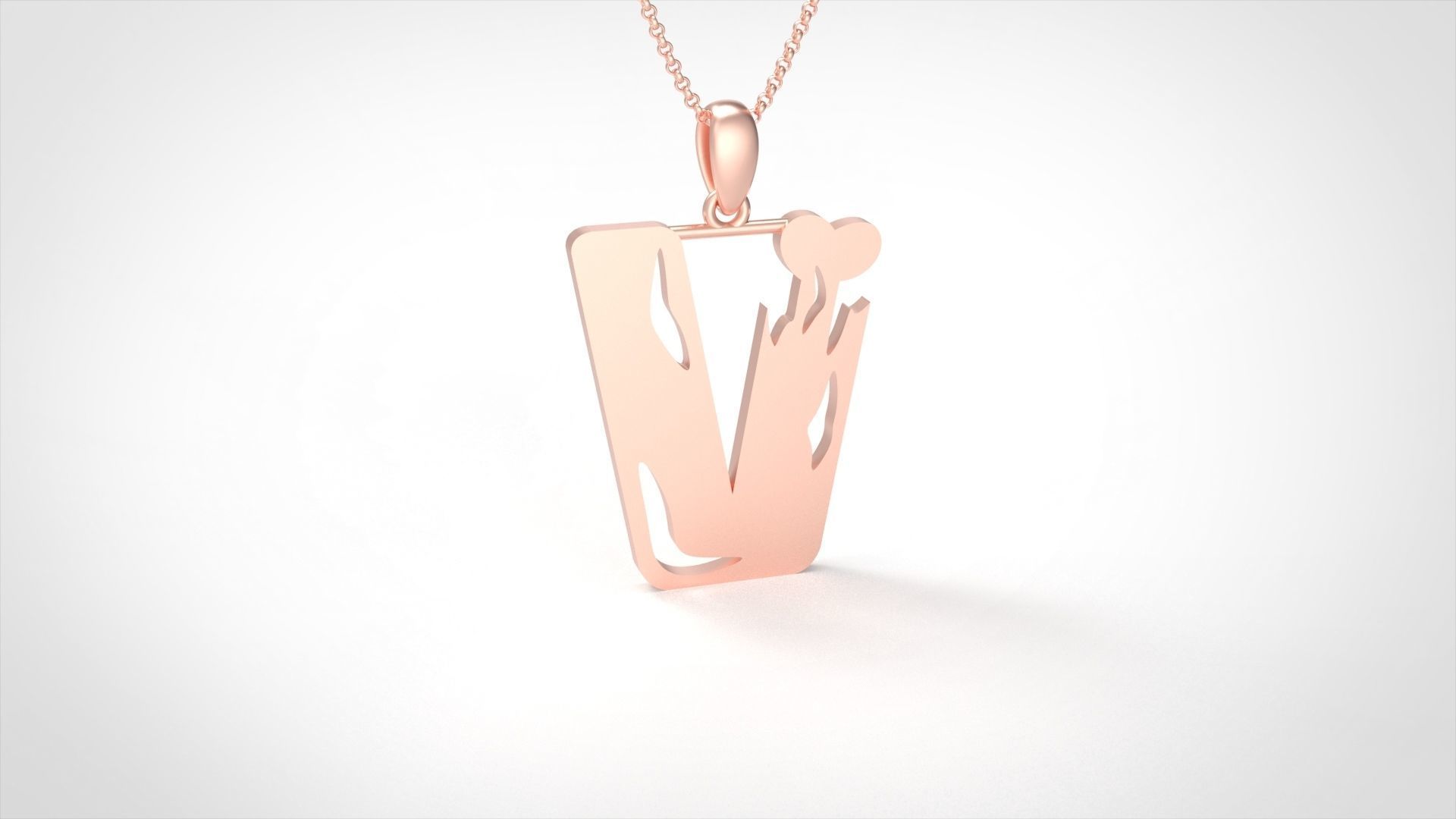 Model 972 V Zombie Initial Letter Alphabet Pendant 3D print model_1