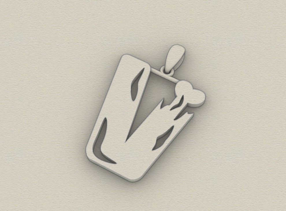 Model 972 V Zombie Initial Letter Alphabet Pendant 3D print model_8