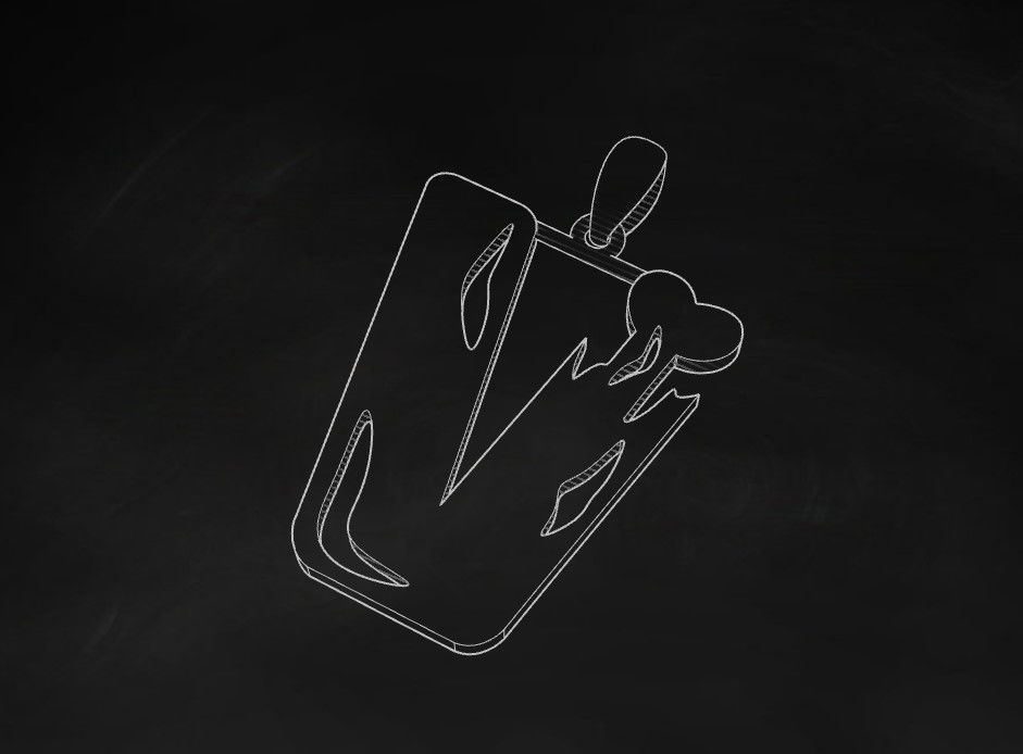 Model 972 V Zombie Initial Letter Alphabet Pendant 3D print model_9