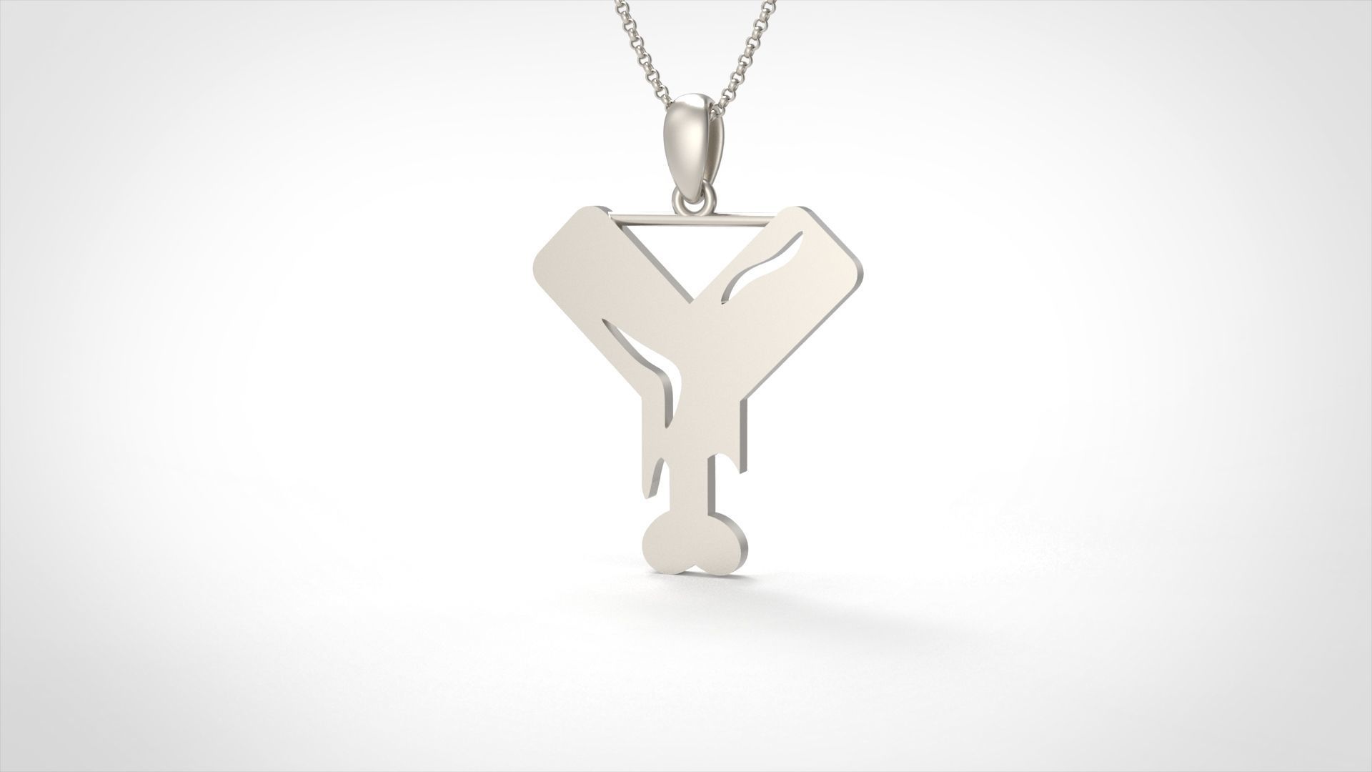 Model 973 Y Zombie Initial Letter Alphabet Pendant 3D print model_4
