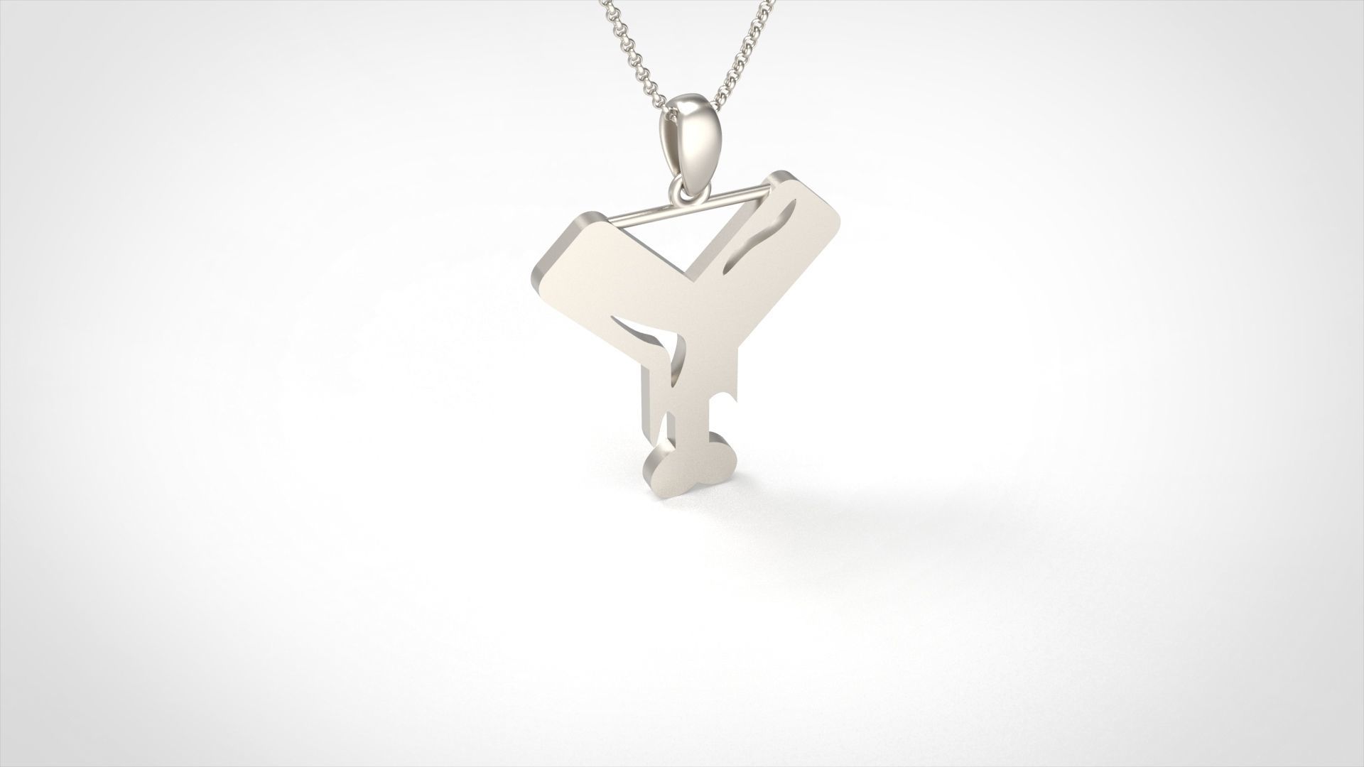 Model 973 Y Zombie Initial Letter Alphabet Pendant 3D print model_2
